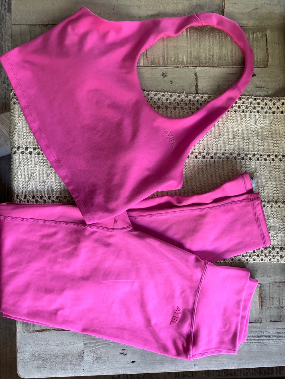 AYBL Pink Leggings and Sports Bra Set - Picture 2 of 14